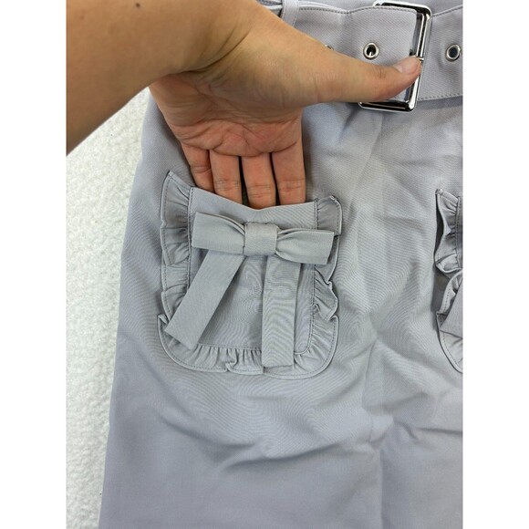 Ank Rouge Skirt Women’s M Gray Belted Ruffle Bow Pockets High Waist Japan Kawaii - Picture 2 of 9